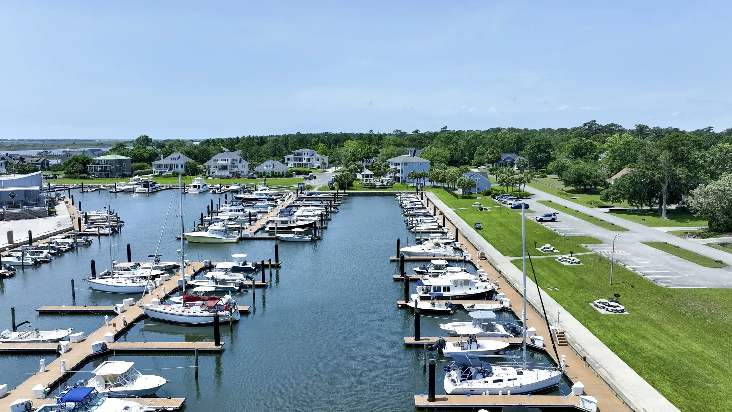 Aerial view of marina, contact Dock Doctors